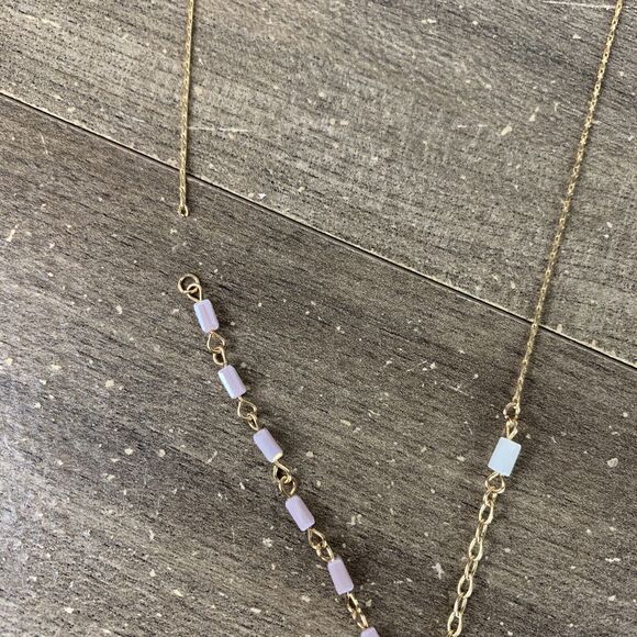 Stephan & Co Gold Tone Beaded Agate Stone Chain Necklace Resin Charm (Broken) - Picture 8 of 10